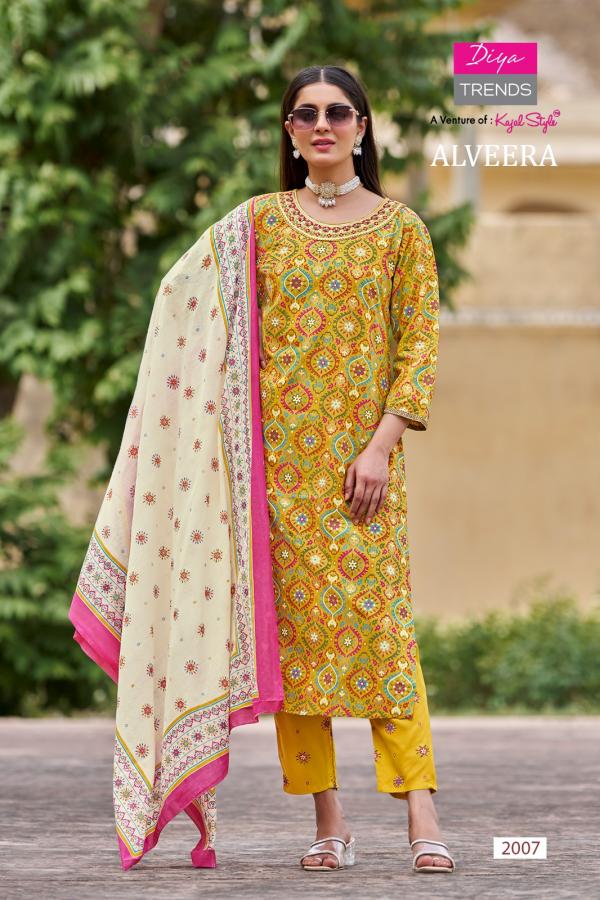 Alveera By Diya Trends Rayon Kurti With Bottom Dupatta Collection